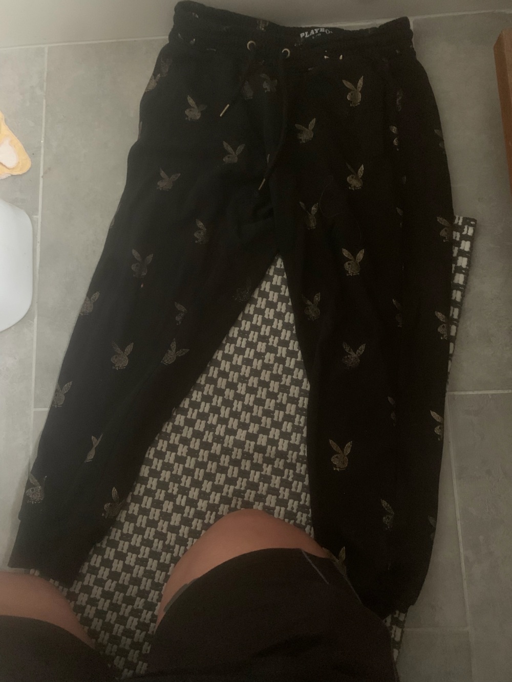 PLAYBOY Black Sweatpants with Subtle Metallic Detail